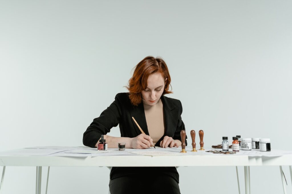 Woman using tools to plan ahead